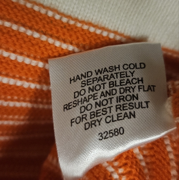 Orange Ribbed knit striped 2 pcs set Cotton long sleeves tops mini Skirt size S - Picture 8 of 12